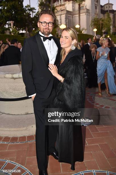 Joachim Ronning and Amanda Hearst attend Hearst Castle Preservation Foundation - Hollywood Royalty Dinner at Hearst Castle on September 28, 2018 in...