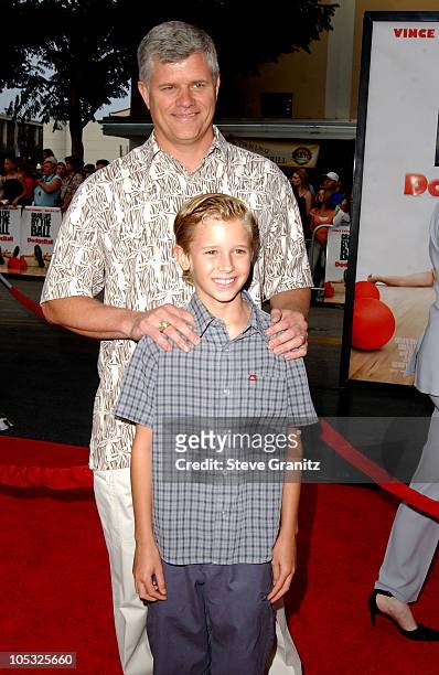 Cayden Boyd and Dad Mike during "DodgeBall: A True Underdog Story" World Premiere - Arrivals at Mann Village Theatre in Westwood, California, United...
