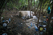 Homeless doweling. Small habitation, tent made from garbage