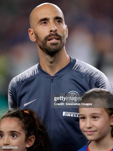 Borja Valero of Internazionale during the UEFA Champions League match between FC Barcelona v Internazionale at the Camp Nou on October 24, 2018 in...