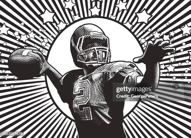 quarterback passing football - touchdown quarterback stock illustrations