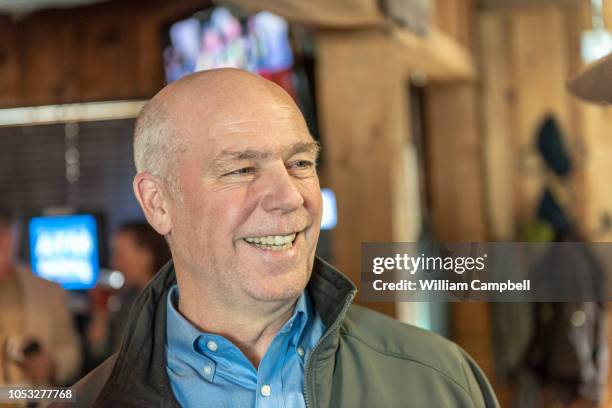 Montana Republican Congressman Greg Gianforte meets with members of the business and environmental community at Chico Hot Springs below Emigrant Peak...