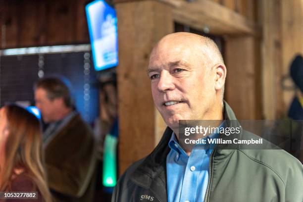 Montana Republican Congressman Greg Gianforte meets with members of the business and environmental community at Chico Hot Springs below Emigrant Peak...