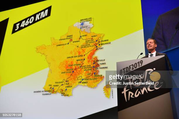 Christian Prudhomme of France Director of Le Tour de France / Route Announcement / during the 106th Tour de France 2019 - Presentation / Le Palais...