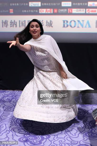 Indian actress Rani Mukerji attends the media preview of film 'Hichki' on October 10, 2018 in Shenzhen, Guangdong Province of China.