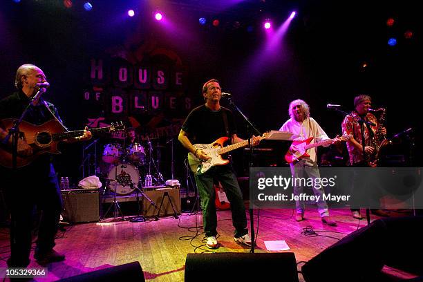 Sonny Curtis and Joe B. Mauldin of The Crickets with Eric Clapton, Albert Lee and Bobby Keys