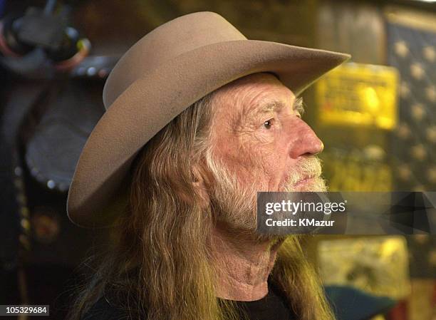 Willie Nelson during Willie Nelson on the Set of His Video for the Song "Maria/Shut-Up and Kiss Me" at Red Rock West Saloon in New York City, New...