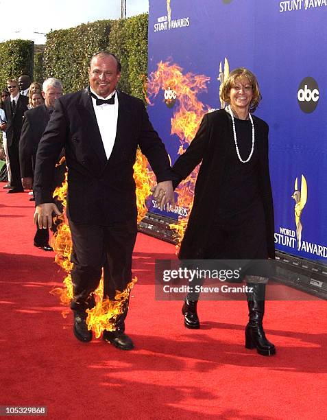 Stuntmen On Fire during 2002 World Stunt Awards at Barker Hanger in Santa Monica, California, United States.