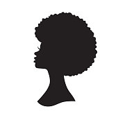 Black Woman with Afro Hair Silhouette Vector Illustration