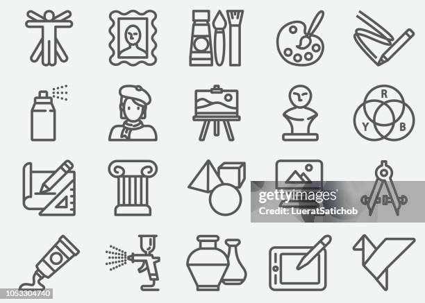 art and education line icons - beret stock illustrations