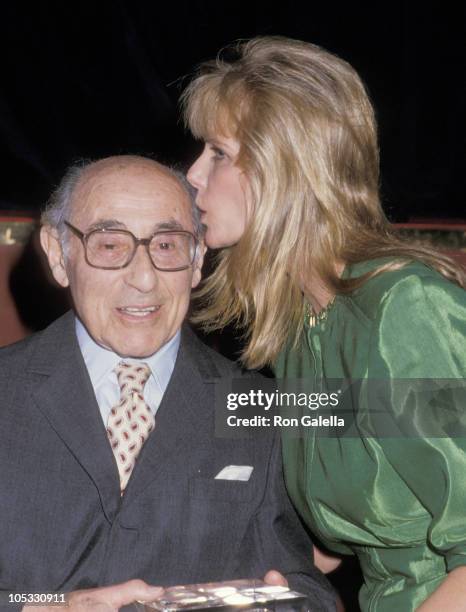 Alfred Eisenstaedt and Cheryl Tiegs during International Center of Photography 4th Annual Awards at International Center of Photography in New York...