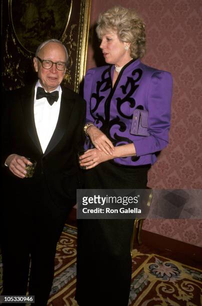 Arthur M. Schlesinger Jr. And wife Alexandra during The American Academy of Dramatic Arts Honors Julie Harris at The Plaza Hotel in New York City,...