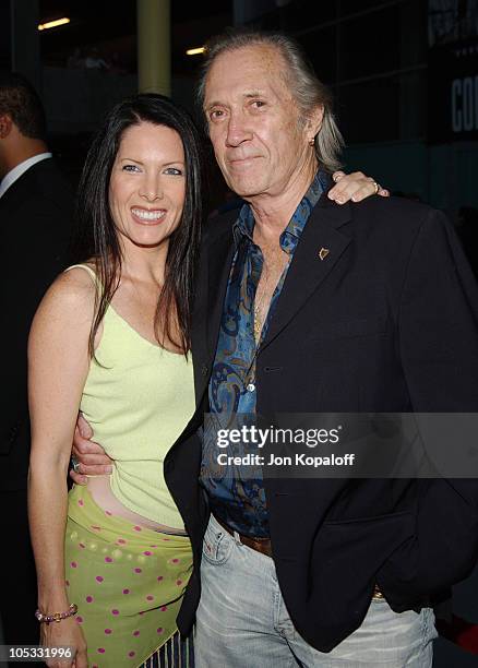 David Carradine and Annie Bierman during "Hero" Los Angeles Premiere - Arrivals at The ArcLight in Hollywood, California, United States.