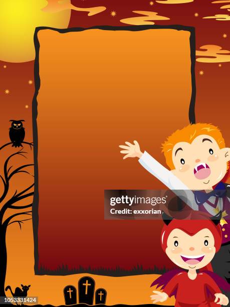 halloween vertical notice - two cats stock illustrations