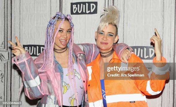 Olivia Nervo and Miriam Nervo from Nervo attend the Build Series to discuss at Build Studio on October 25, 2018 in New York City.