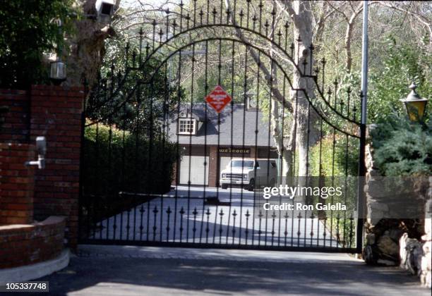 Outside The Gate of Michael Jackson's Estate during Outside Michael Jackson's Estate - February 4,1984 in Encino, California, United States.