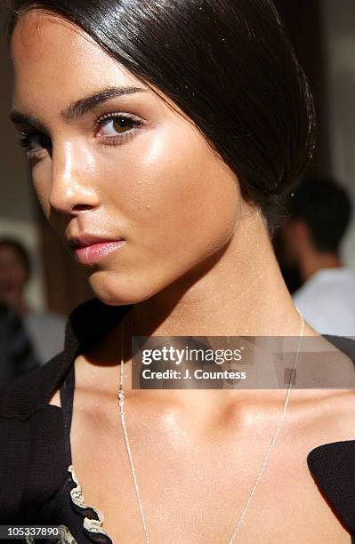 Andy backstage after hair and make-up during Olympus Fashion Week Spring 2005 - Norman Norell - Backstage and Front Row at Bergdorf Goodman in New...