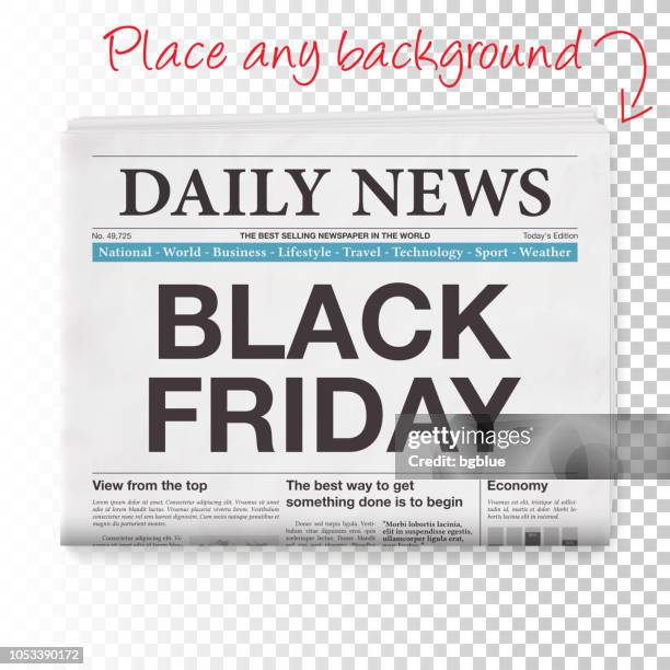 black friday schlagzeile. zeitung auf leeren hintergrund isoliert - zeitung stock-grafiken, -clipart, -cartoons und -symbole