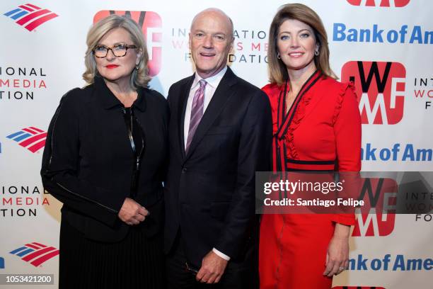 Cynthia McFadden, Phil Griffin and Norah O' Donnell attend the 2018 International Women's Media Foundation's Courage In Journalism Awards at Cipriani...