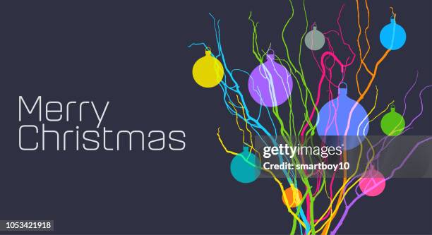 christmas twig tree with baubles - string lights transparent stock illustrations