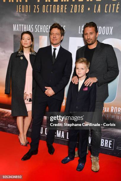 Lea Seydoux, Thomas Vinterberg and Matthias Schoenaerts attend "Kursk" Paris Premiere at La Cite Du Cinema on October 25, 2018 in Saint-Denis, France.