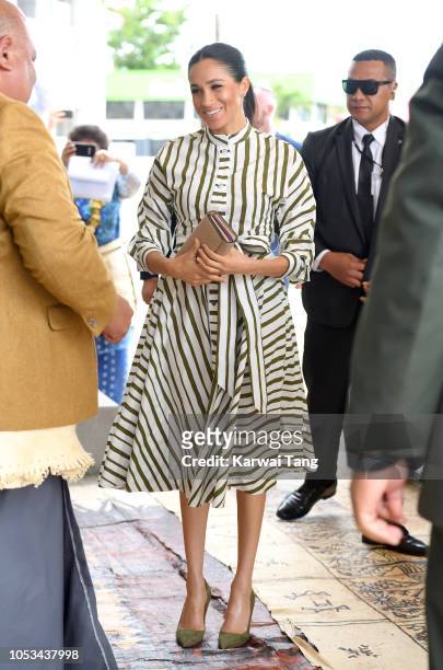 Meghan, Duchess of Sussex visits the St George Building to call on the Prime Minister S. Akilisi Pohiva on October 26, 2018 in Nuku'alofa, Tonga. The...