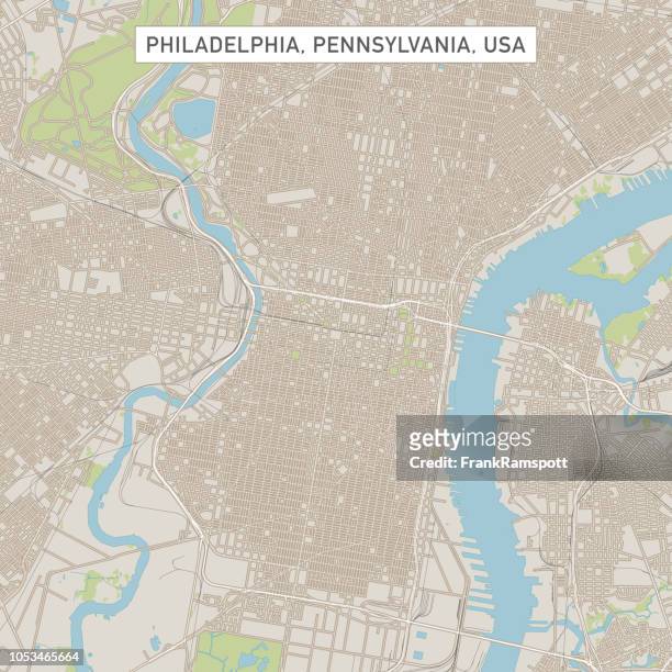 philadelphia, pennsylvania usa stadtstraße karte - philadelphia pennsylvania map stock-grafiken, -clipart, -cartoons und -symbole