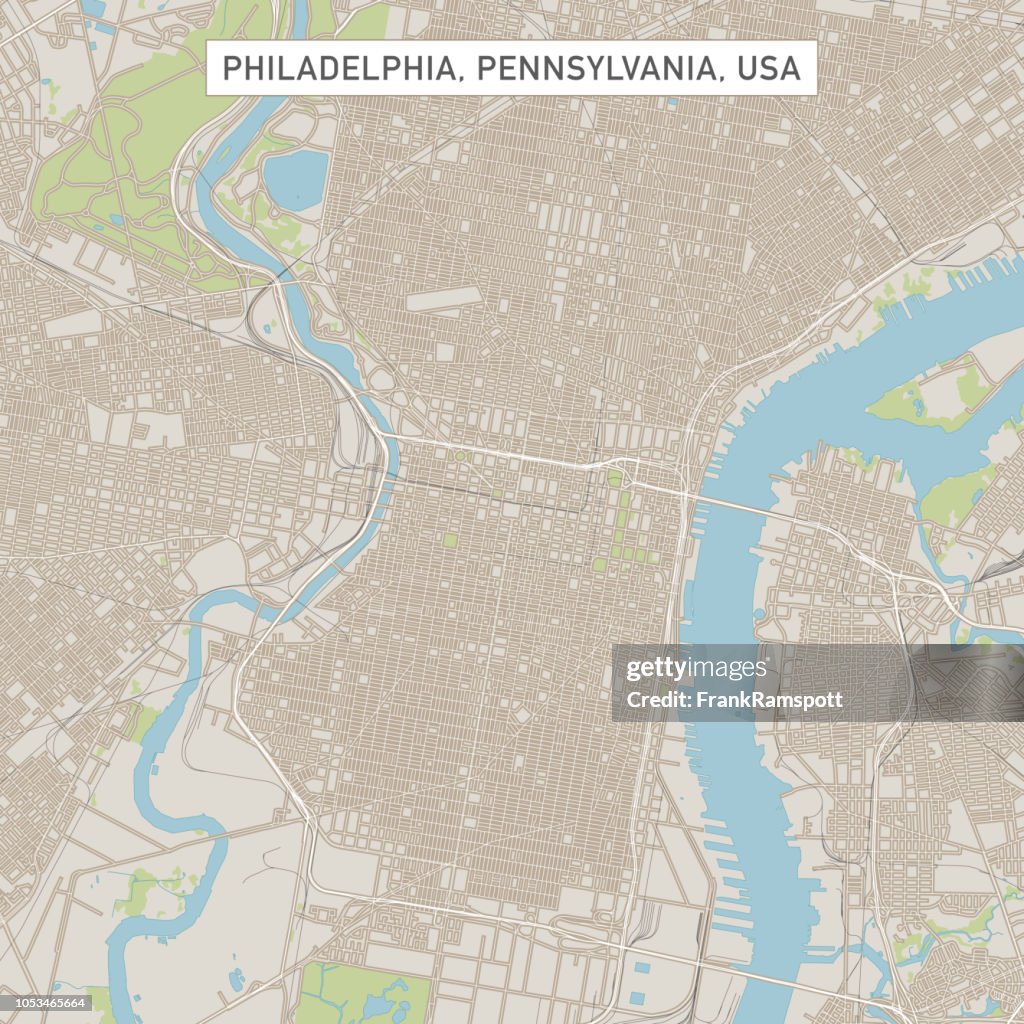 Philadelphia Pennsylvania US City Street Map