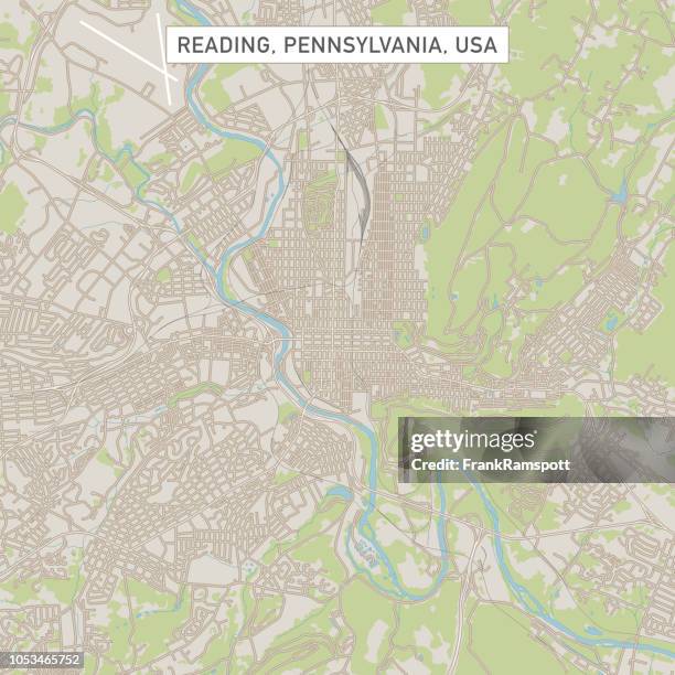 Mapa De Calle De La Ciudad De Reading Pensilvania Estados Unidos, Foto de stock