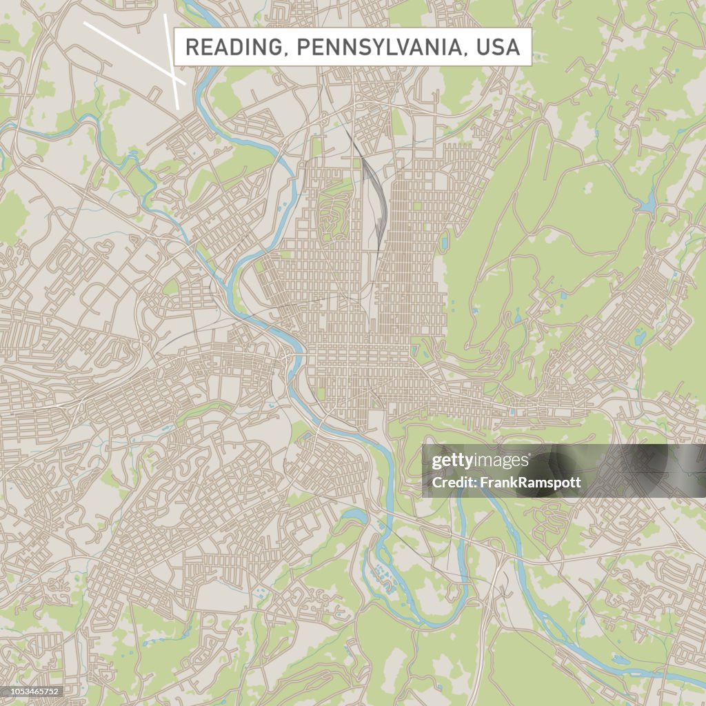 Reading Pennsylvania US City Street Map