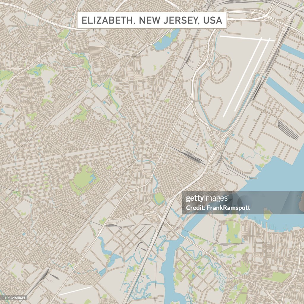 Elizabeth New Jersey US City Street Map