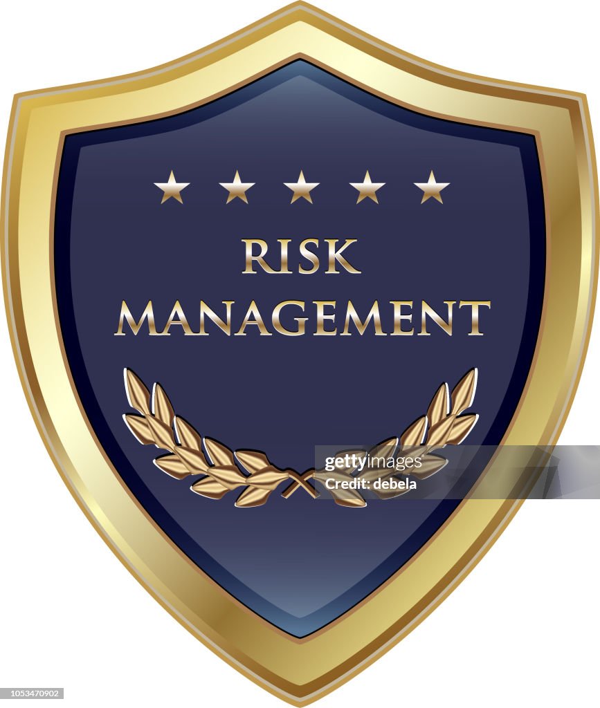 Shield And Risk Risk Management Luxury Gold Shield Label High-Res Vector Graphic ...
