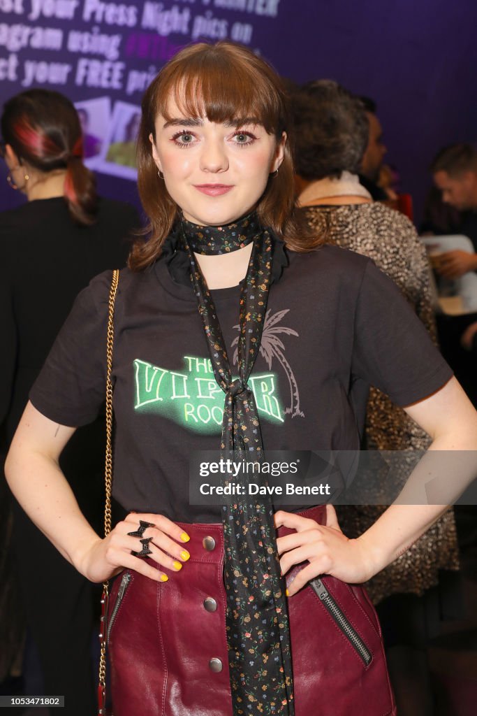 Press Night Of 'I And You' At Hampstead Theatre With Lead Actor Maisie Williams Wearing Coach