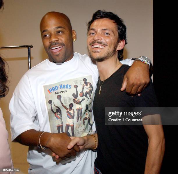 Damon Dash and Matthew Williamson during Olympus Fashion Week Spring 2005 - Matthew Williamson - Front Row and Backstage at Splashlight Studios in...