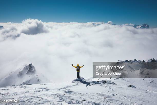 punto de vista por encima de la niebla - parque nacional vanoise fotografías e imágenes de stock