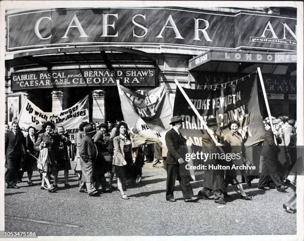 Section of the May Day procession entering Hyde Park from Marble Arch in London, for a mass meeting. Processions from all parts of London congregated...