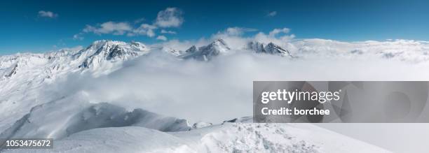 amazing view from 3200 m - mountain peak above clouds stock pictures, royalty-free photos & images