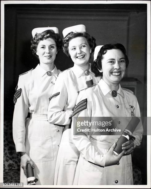 From left to right, Staff Sergeant Alwyn Mary Ellis of Leicester, Lance Corporal Margaret Sheila Wilson of Leeds, and Sergeant Sylvia Maureen...