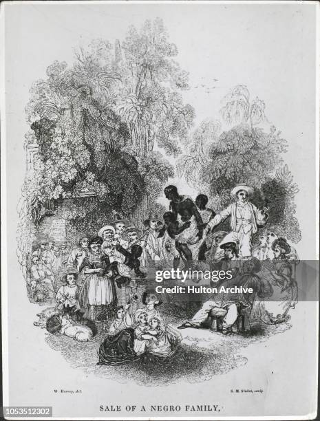 Sale of a Negro family' - an auction of enslaved people at the Cape of Good Hope, 1824. Engraved by S.M. Slader. Published in 'The Tourist' an...