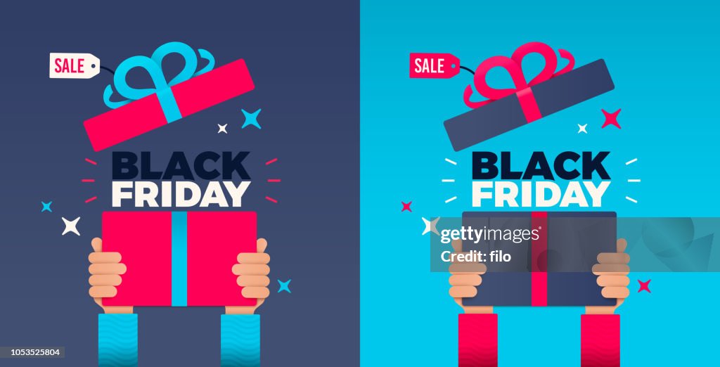 Black Friday Hands Holding up Holiday Gift