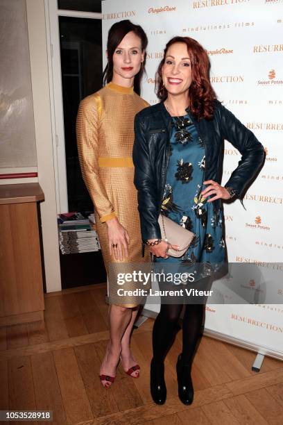 Director of the Movie Sabine Crossen and Actress Julia Dorval attend "Resurrection" Paris Premiere at Societe des Auteurs et Compositeurs Dramatiques...