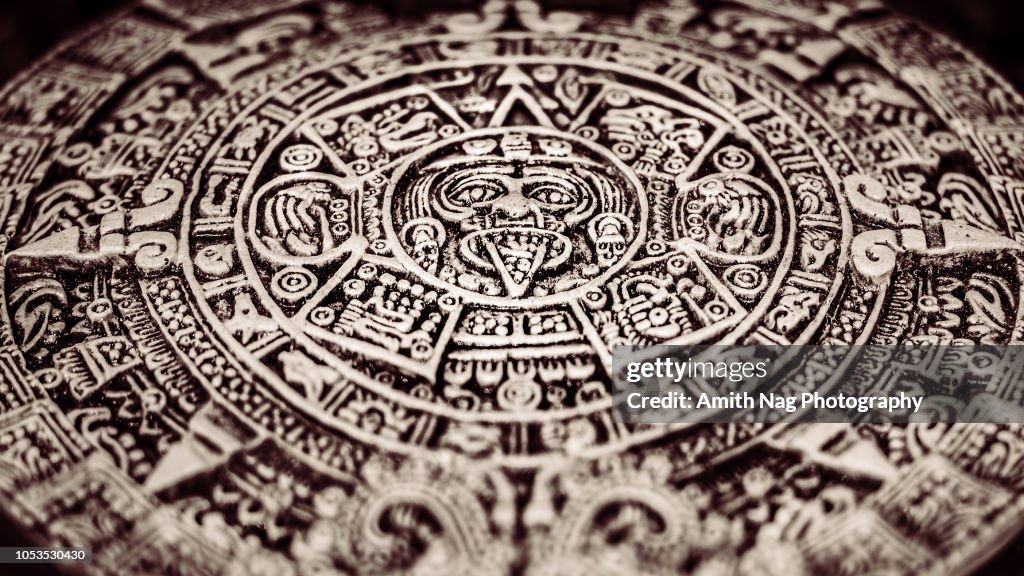 Ancient Aztec calendar coin