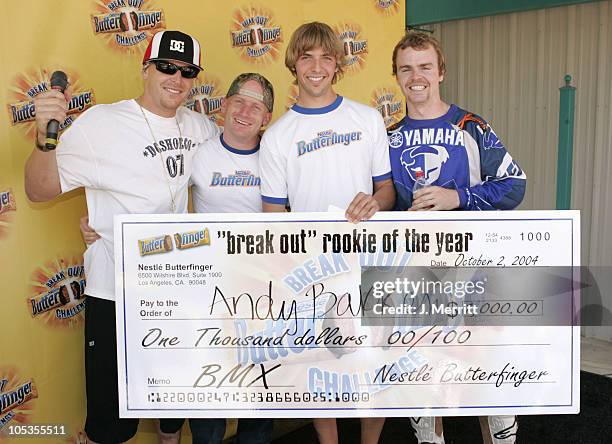 Pro Ryan Nyquist, Moto X Pro Nate Adams, and Pro Skateboarder Jason Ellis and 2004 Butterfinger "Break Out" Moto X Champion Andy Bakken