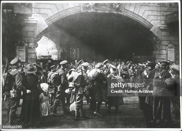 Soldier Embarking At Waterloo Station.