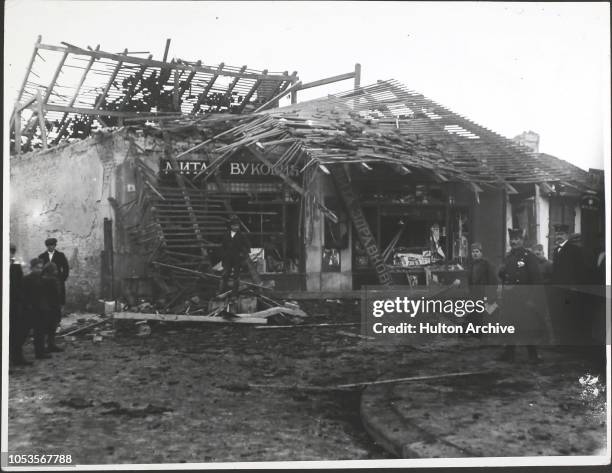 Building wrecked by Austrian shell fire, Belgrade.