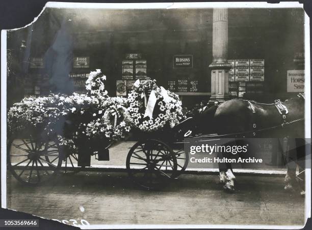 Carriage full of wreaths at Victoria Station, London, England.