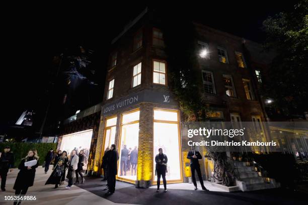 An exterior view of the Louis Vuitton store at Louis Vuitton X Grace Coddington Event on October 25, 2018 in New York City.