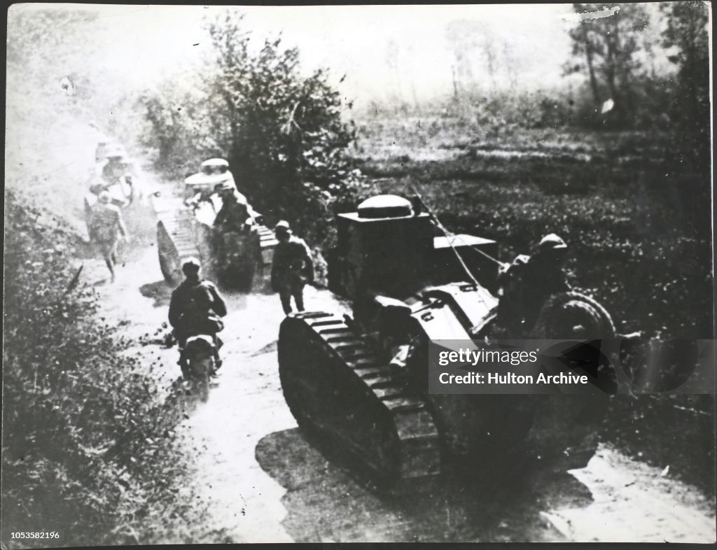 Britain invented the tank in the Great War, and other countries soon copied our design, On the right are French tanks.