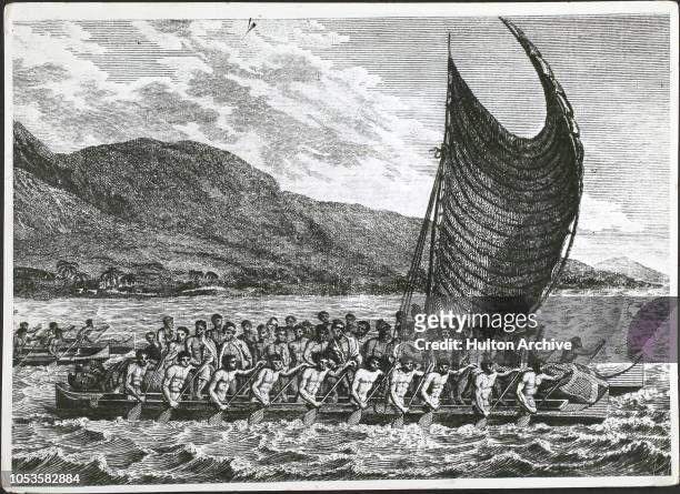 James Cook In The South Seas, Terroboo, King of Owyhee bringing presents to Cook. Shortly afterwards, his natives treacherously killed Cook. From an...