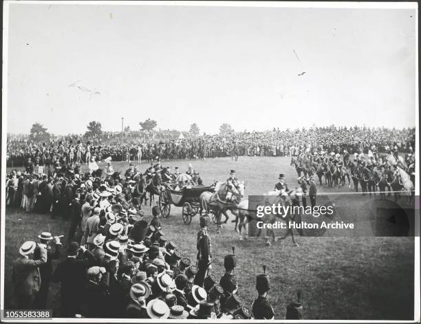 , Queen Victoria arriving to review troops at Aldershot in the 1890s, Aldershot.